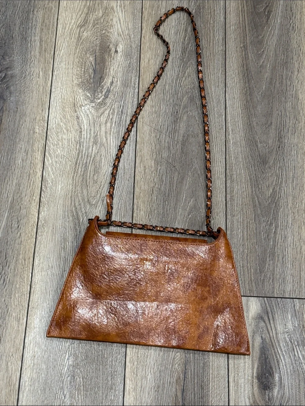Festival Studded Cognac Brown Vegan Leather Crossbody Shoulder Bag Crossbody